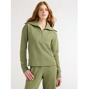 Free Assembly Women's Half Zip Pullover Sweatshirt, Sizes XS-XXL