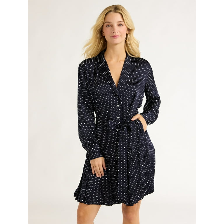 Polka Dots Flared Skirt Long-Sleeved Mini Dress Polka Dots Flared Skirt Long-Sleeved Mini Dress