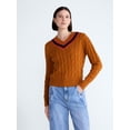 thumbnail image 1 of Free Assembly Women's and Women's Plus Cotton Cable Knit Sweater, Midweight, Sizes XS-4X, 1 of 6