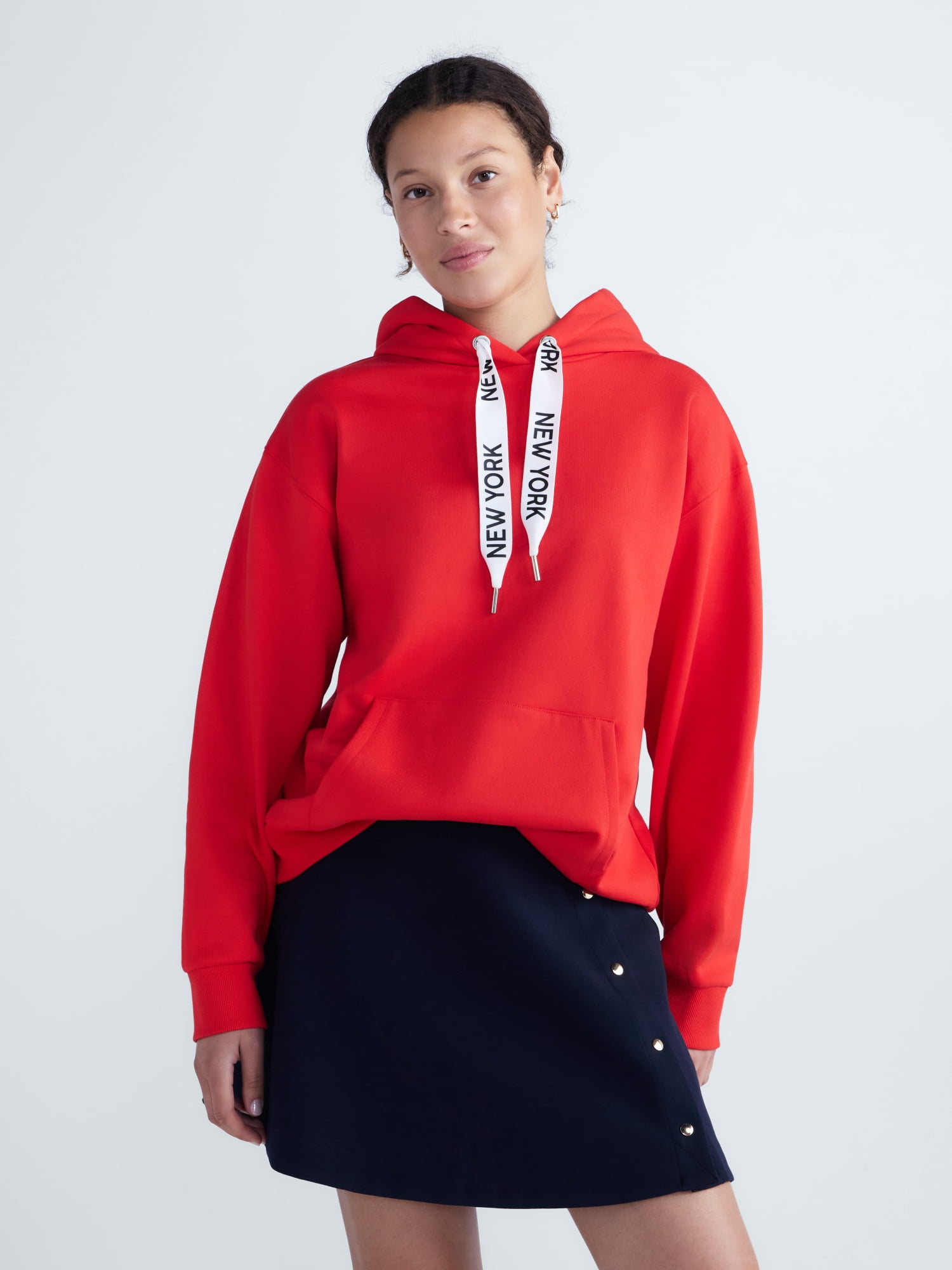 Free Assembly Women's and Women's Plus French Terry Pullover Hoodie with Long Sleeves, Sizes XXS-4X
