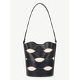 thumbnail interactive-video image 1 of Free Assembly Women's Maria Cut Out Bucket Bag, Black/Cream, 1 of 9