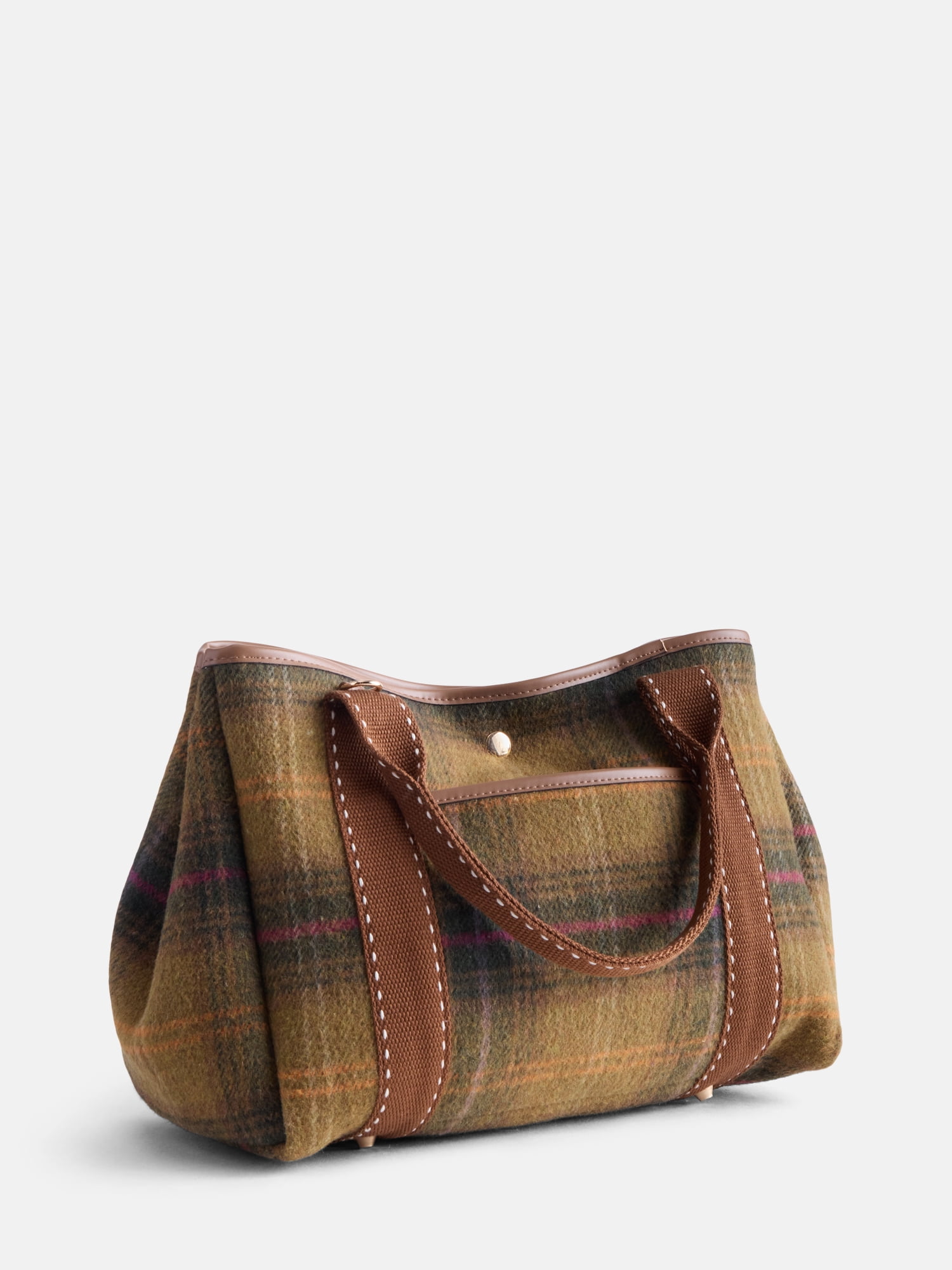 Free Assembly Women’s Plaid Medium Tote Handbag, Yellow