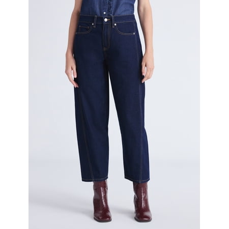 Free Assembly Women's and Women's Plus Barrel Ankle Jeans, 27" Inseam, Sizes 0-26