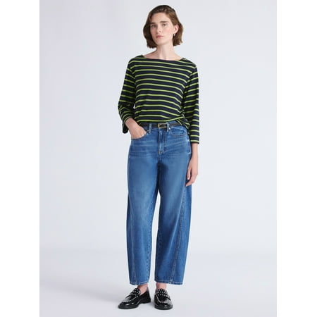 Free Assembly Women's and Women's Plus Barrel Ankle Jeans, 27" Inseam, Sizes 0-26