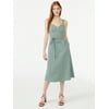Free Assembly Women's Midi Sundress with Tie Belt, Sizes XS-XXXL