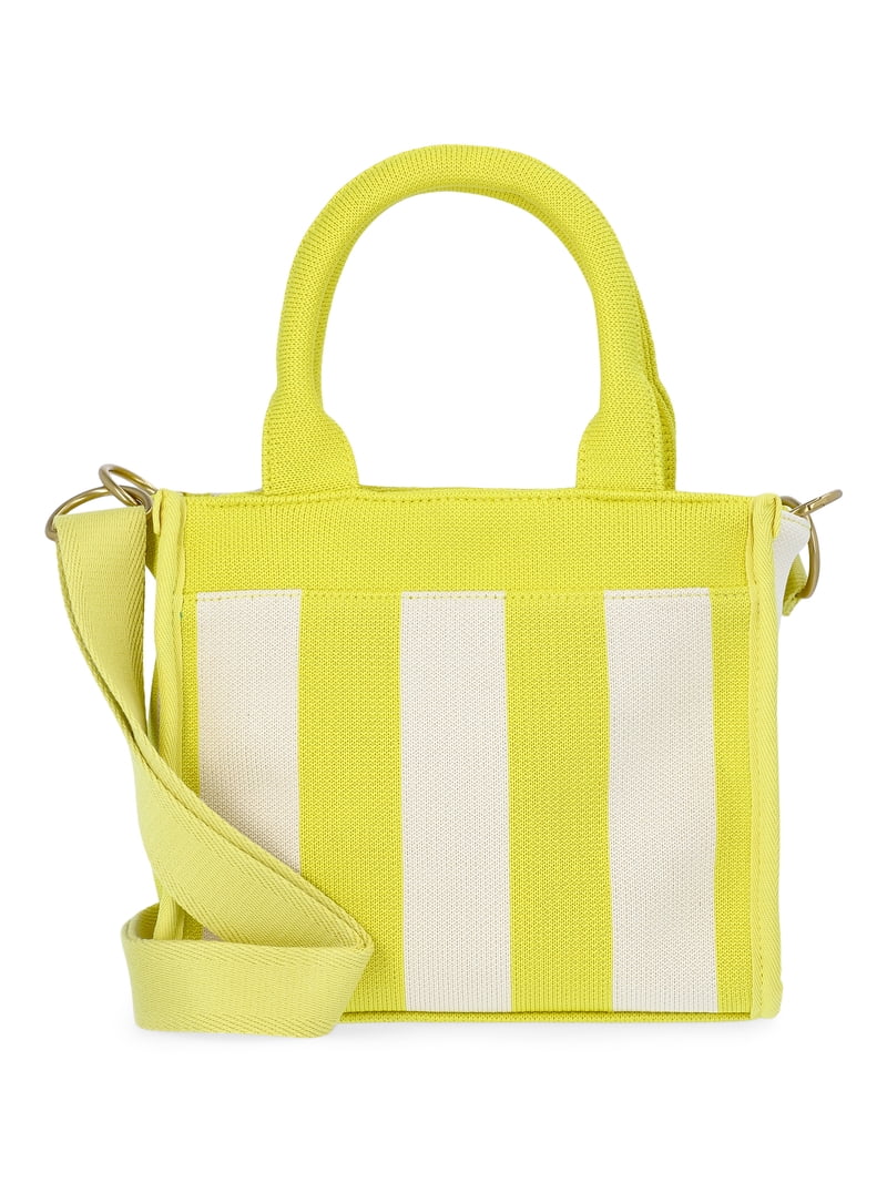 Free Assembly Women's Mini Satchel Handbag, Khaki/Natural Citron