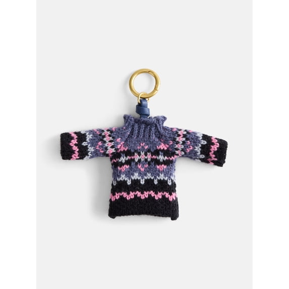 Free Assembly Women's Mini Sweater Bag Charm, Navy/Pink