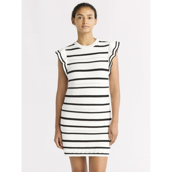 Free Assembly Women's Mini Sweater Dress with Flutter Sleeves, Size XS-XXL