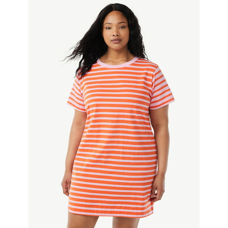 Free Assembly Women's Mini T-Shirt Dress with Short Sleeves