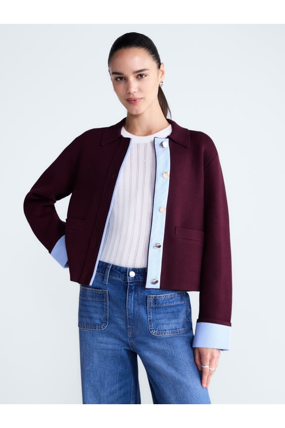 Women's Cropped Sweater Jacket, Sizes XS-XXL