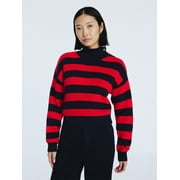 FREE ASSEMBLY Women's Mock Neck Button Sweater with Long Sleeves, Midweight, Sizes XS-XXL