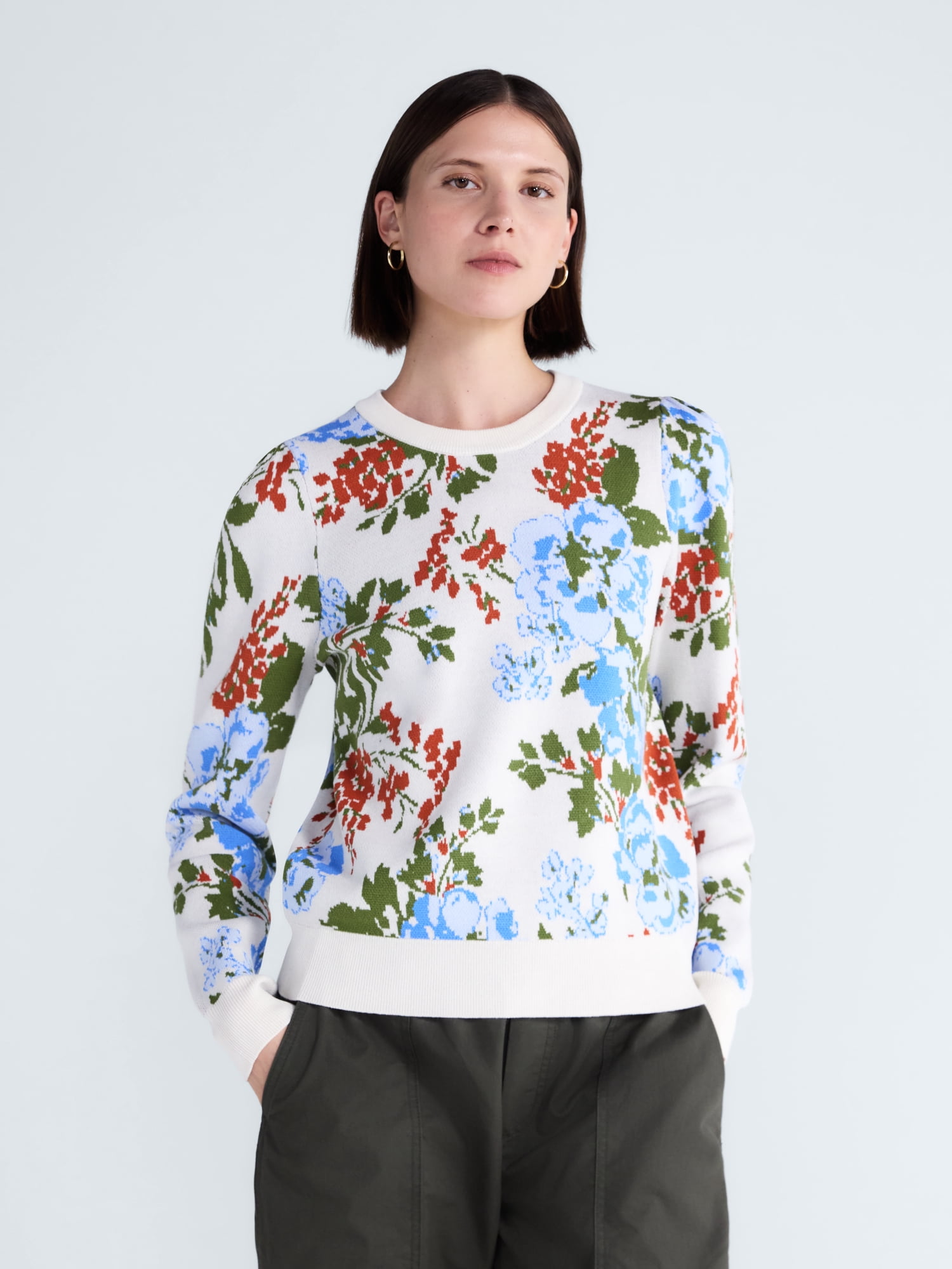 Free Assembly Women's and Women's Plus Sweater with Long Puff Sleeves, Midweight, Sizes XS-4X