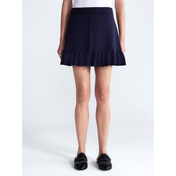 Free Assembly Women's Ruffle Mini Sweater Skirt, Sizes XS-XXL