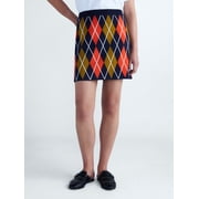 Free Assembly Women's and Women's Plus Missy Pull On Argyle Mini Pull On Sweater Skirt, Sizes XS-4X