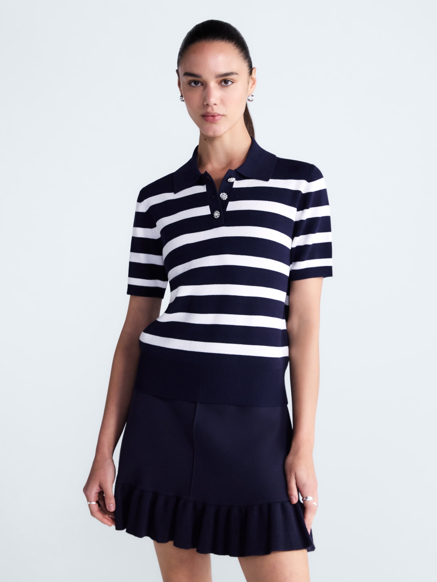 Free Assembly Women's and Women's Plus Polo Sweater with Short Sleeves, Lightweight, Sizes XS-4X