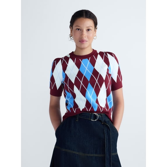 Free Assembly Women's and Women's Plus Crewneck Sweater with Short Puff Sleeves, Sizes XS-4X