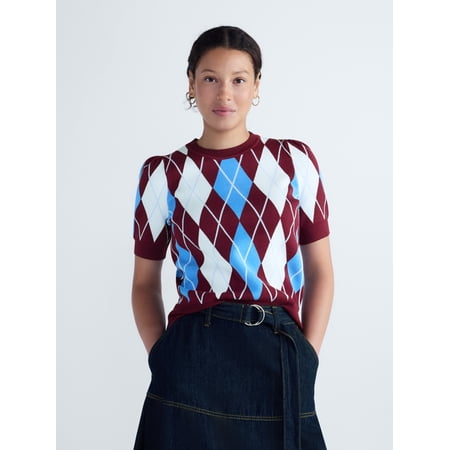 Free Assembly Women's and Women's Plus Crewneck Sweater with Short Puff Sleeves, Sizes XS-4X