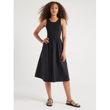 Free Assembly Women's Ribbed Tank Midi Dress, Sizes XS-XXL - Walmart.com