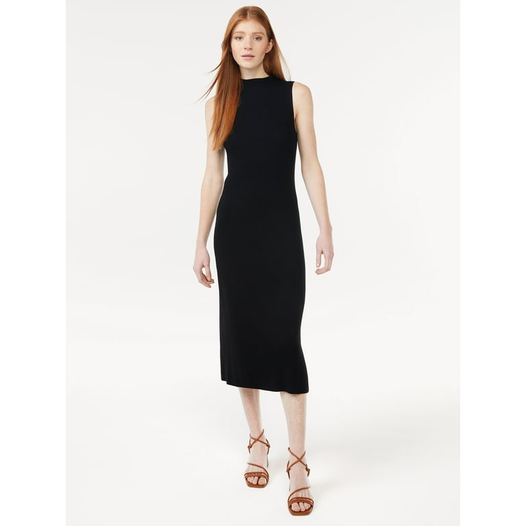 Black mock neck midi dress best sale