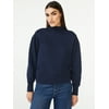 Free Assembly Women's Mock Neck Rib Sweatshirt