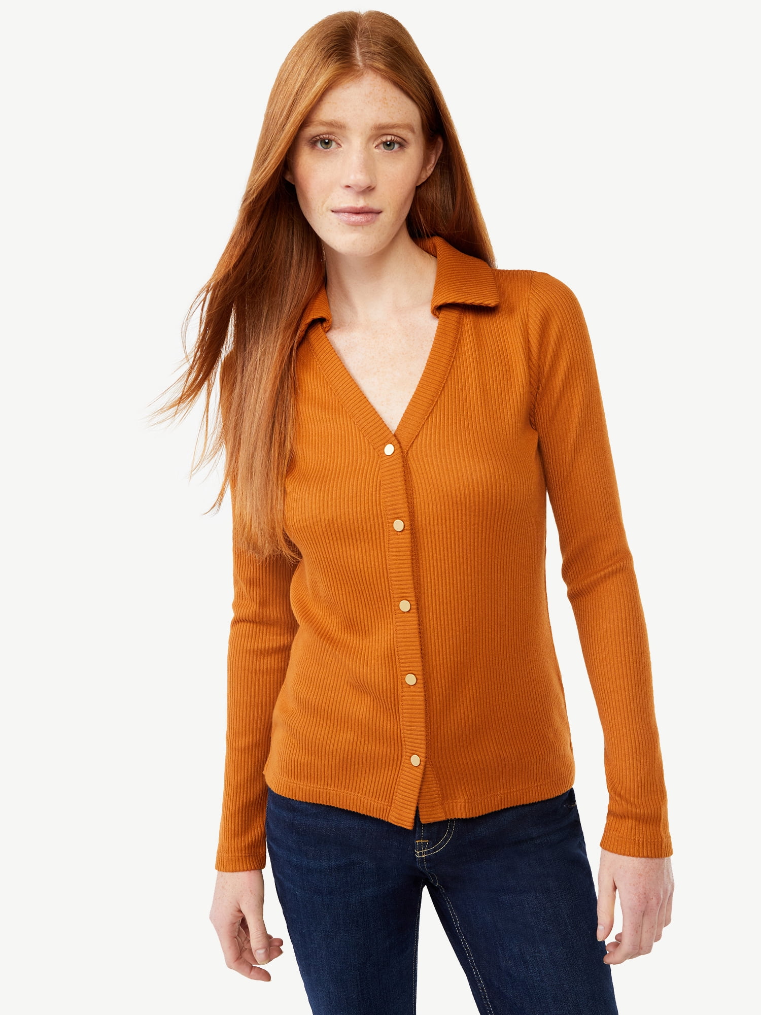 Free Assembly Women #39 s Open V Neck Collared Cardigan Lightweight