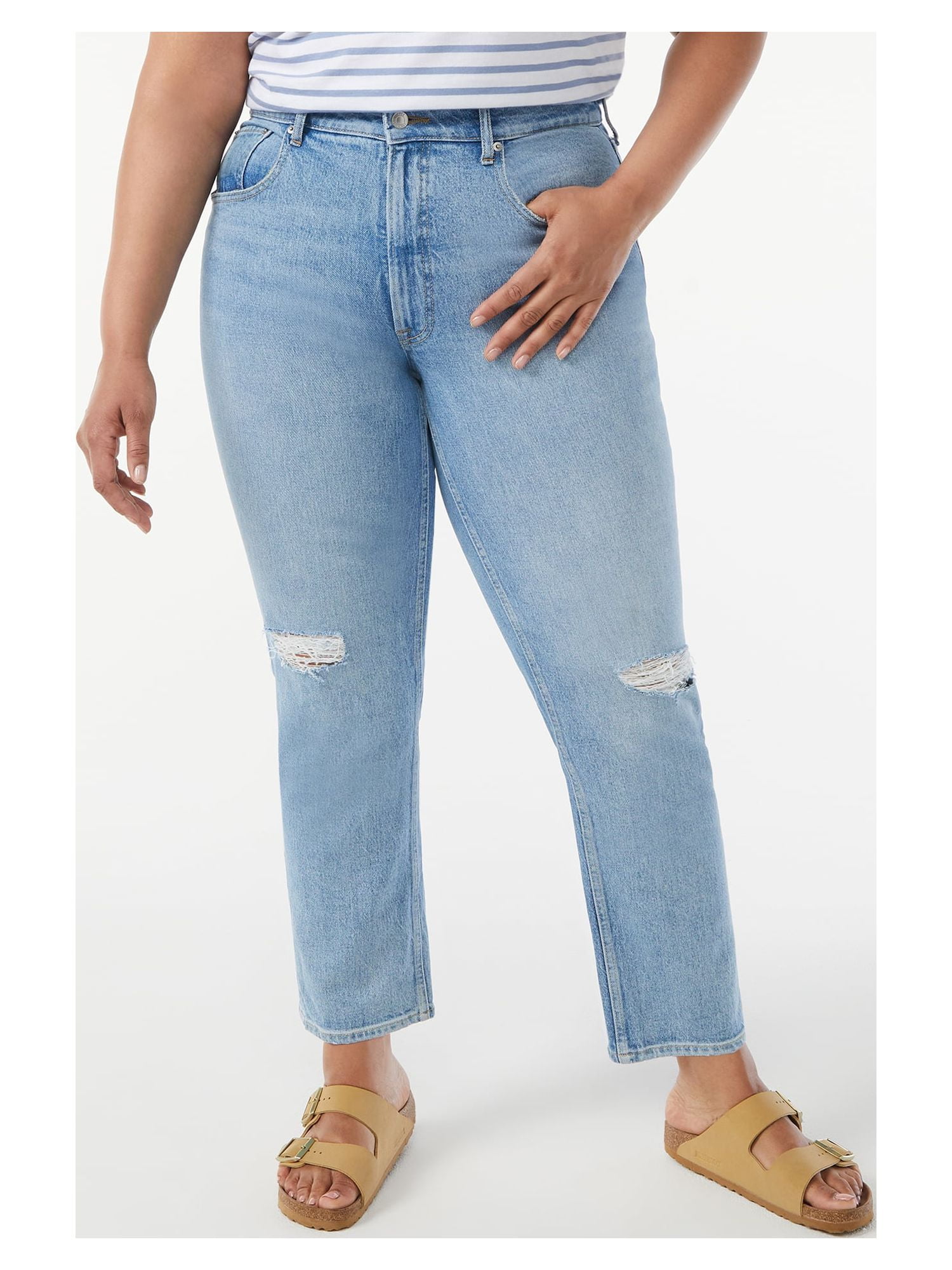 ★★ ★★ Women's 90s loose fit light blue denim Free Assembly women's Original 90s Straight Jeans at