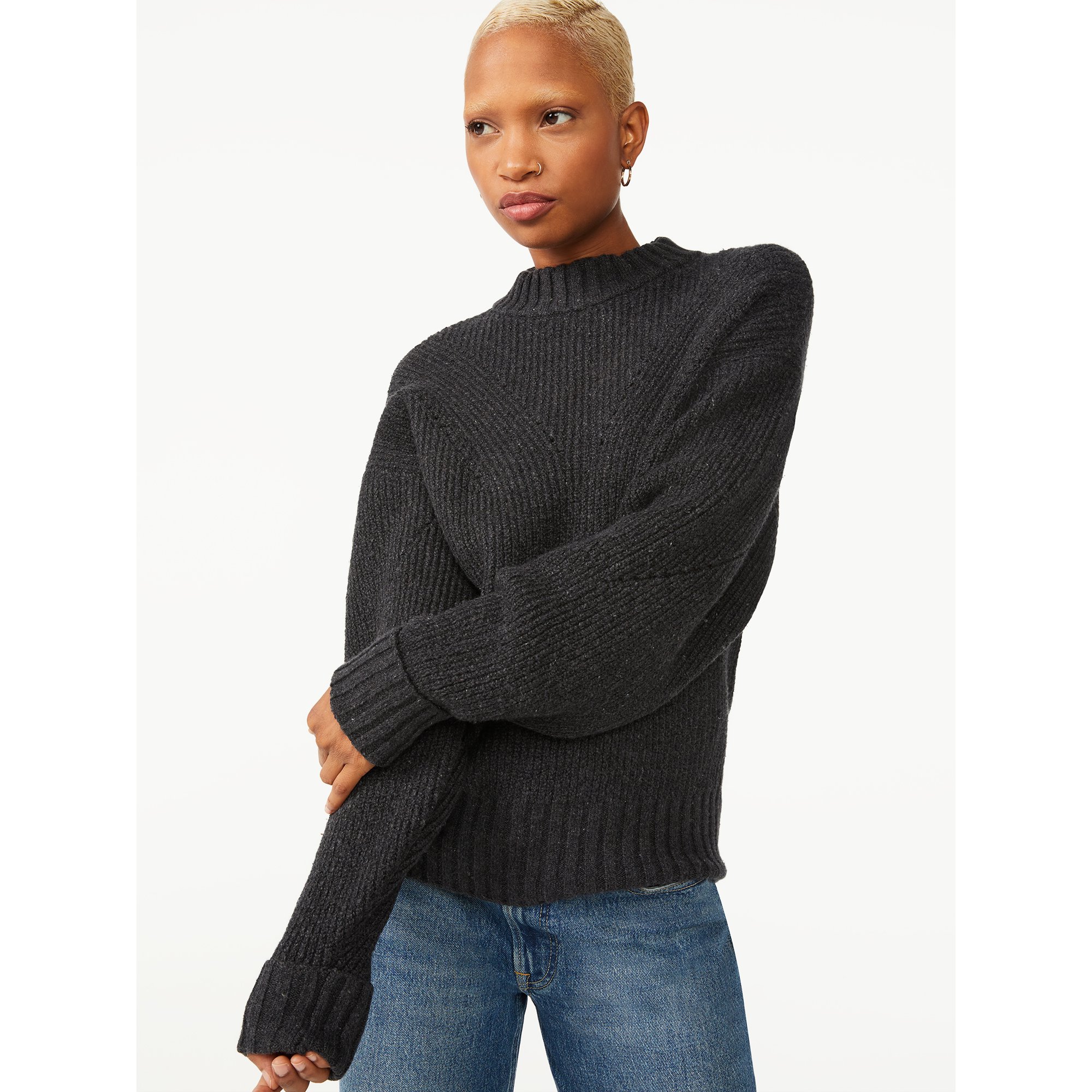 https://www.walmart.com/ip/Free-Assembly-Women-s-Oversized-Mock-Neck-Pointelle-Sweater/353961239