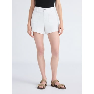 Free Assembly Women's and Women's Plus Patch Pocket Denim Shorts, 4" Inseam, Sizes 0-28 Plus