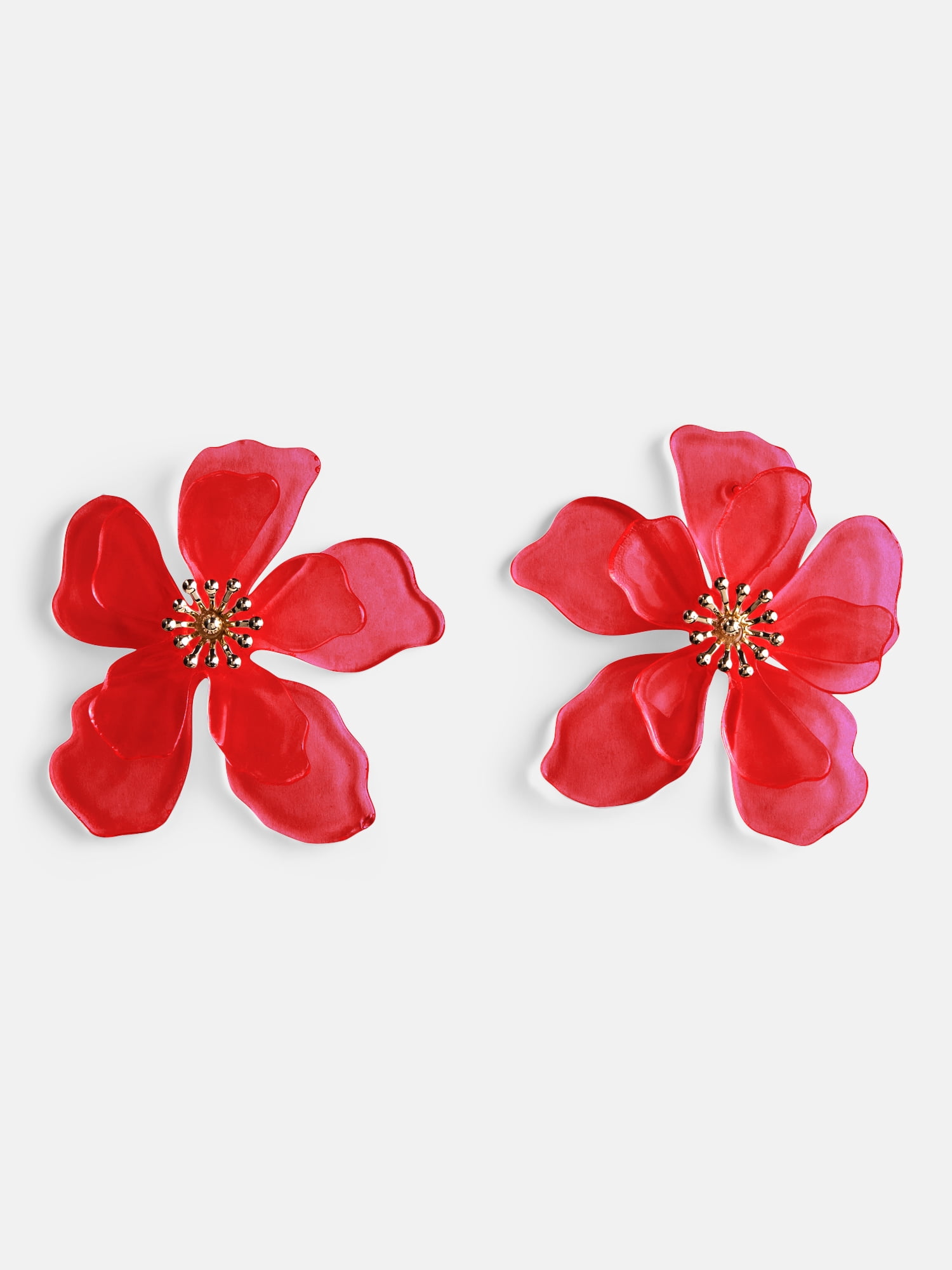 Free Assembly Women's Sculpted Flower Stud Earrings, Pink