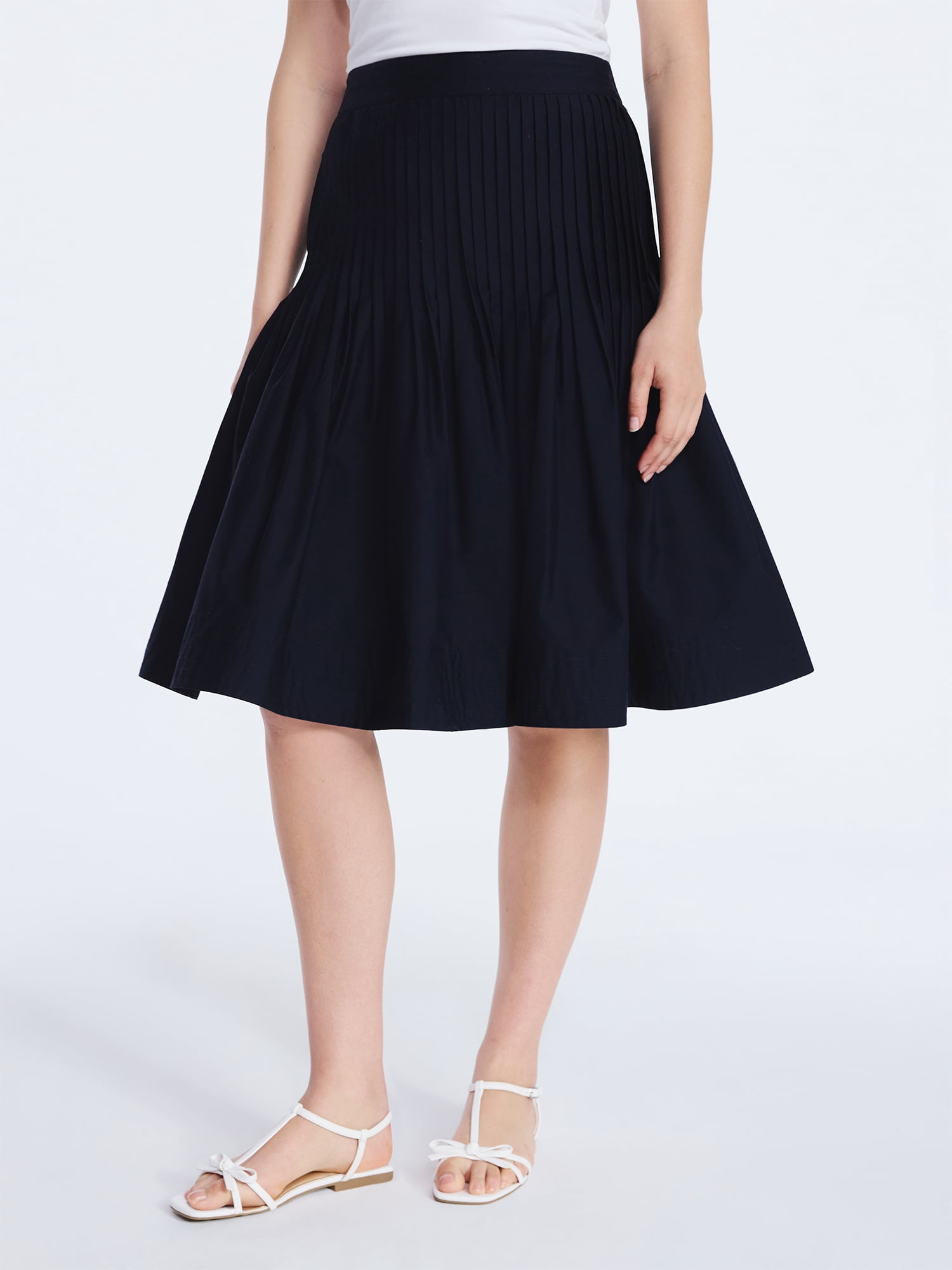 Free Assembly Women's Pintuck Knee Length Skirt, Sizes XS-XXL