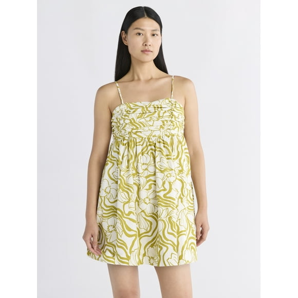 Free Assembly Women's Pleated Cotton Mini Dress, Sizes XS-XXXL