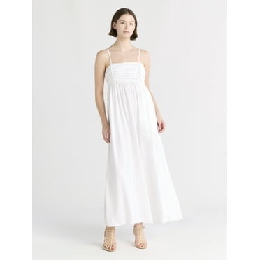 Free Assembly Women's Pleated Linen Blend Maxi Dress, Sizes XS-XXXL
