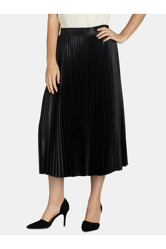 Women’s Pleated Metallic Maxi Skirt, Sizes XS-XXXL