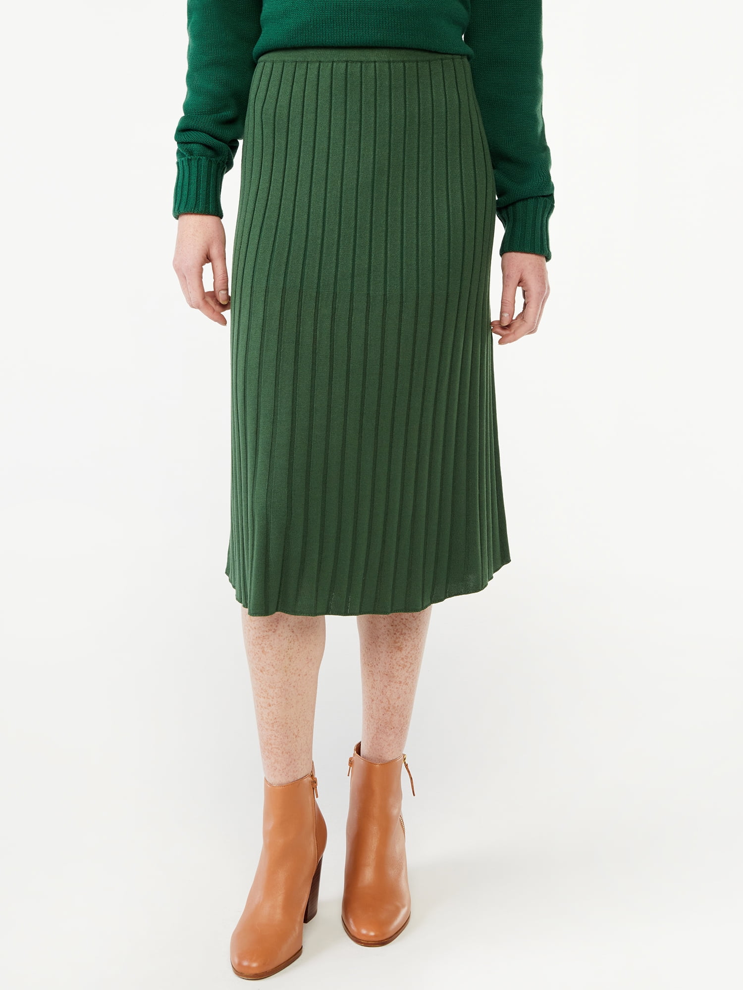 Free Assembly Women's Pleated Midi Sweater Skirt