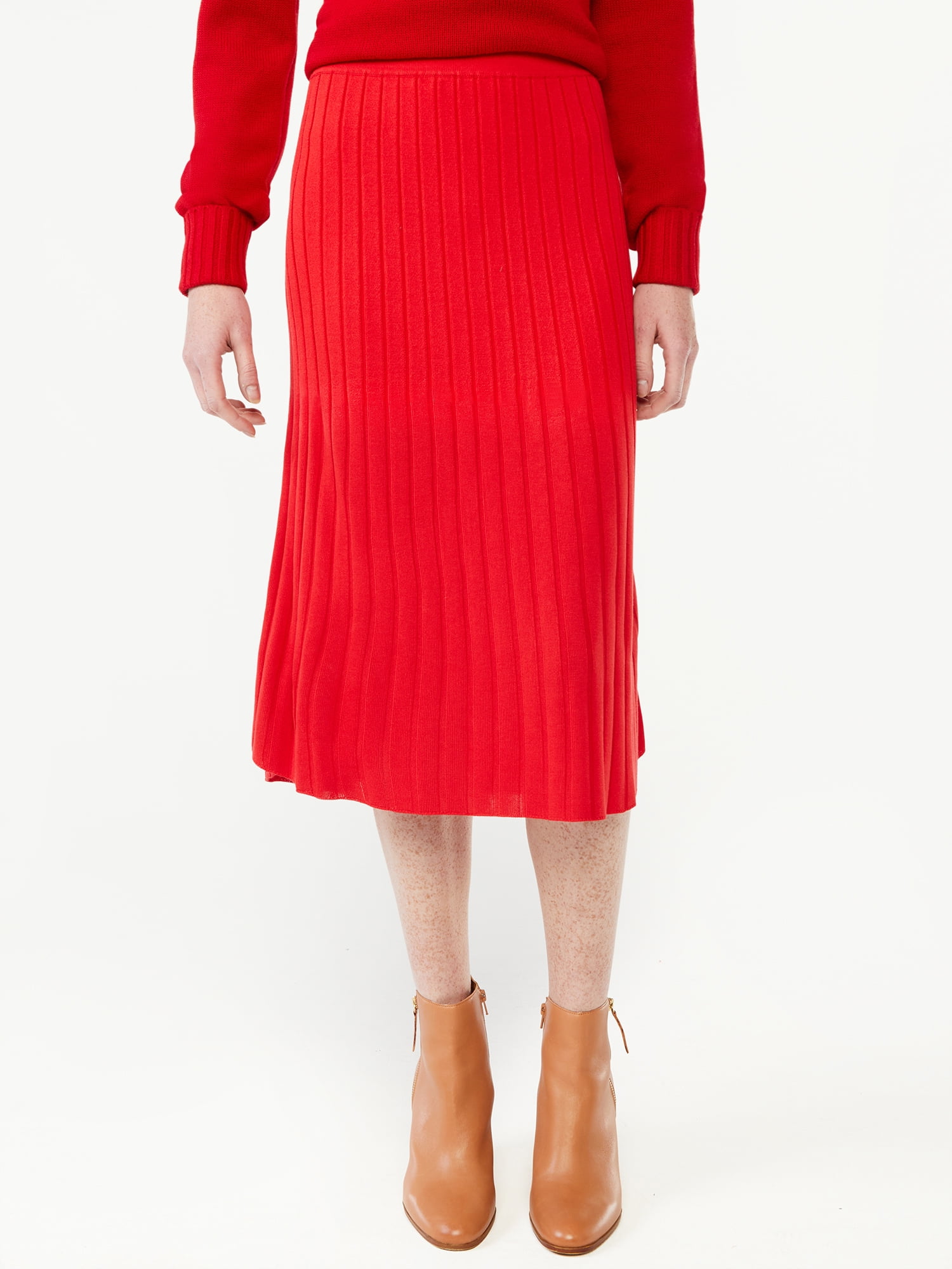 Free Assembly Women's Pleated Midi Sweater Skirt