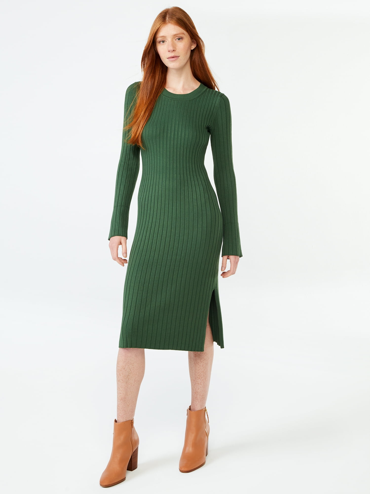 Free Assembly Women's Pleated Sweater Midi Dress