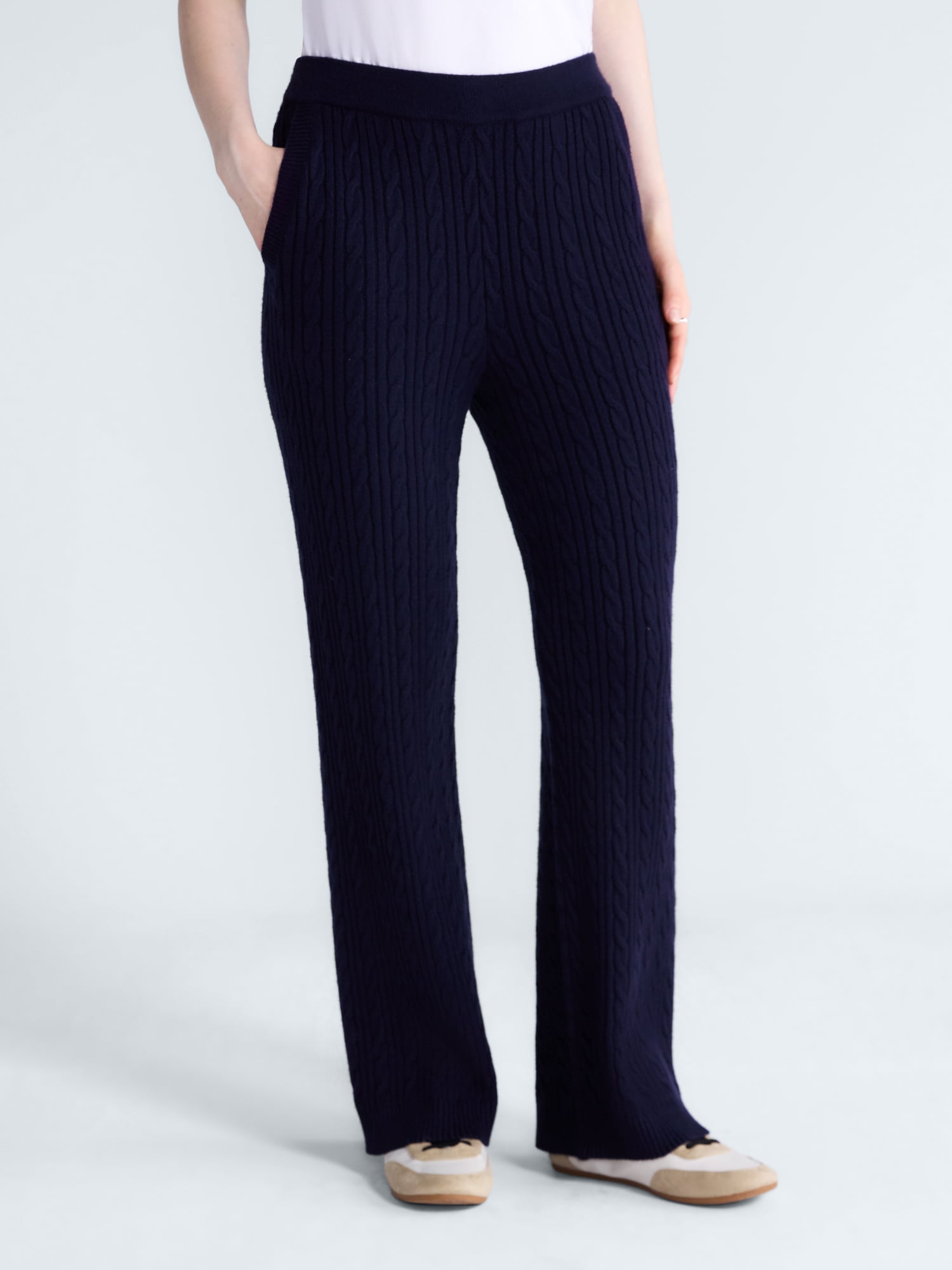Free Assembly Women's and Women's Plus Cozy Yarn Cable Knit Sweatpants, 28.5" Inseam, Sizes XS-4X