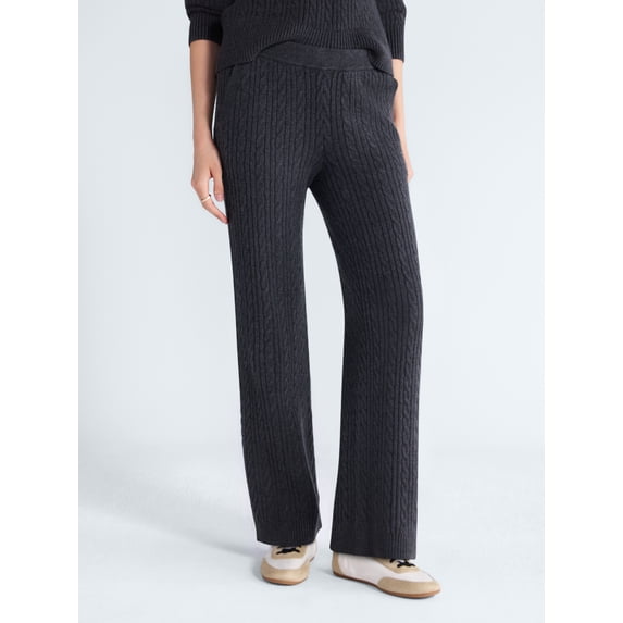 Free Assembly Women's and Women's Plus Cozy Yarn Cable Knit Sweatpants, 28.5" Inseam, Sizes XS-4X