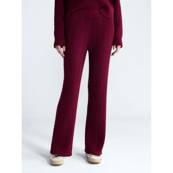 Free Assembly Women's and Women's Plus Cozy Yarn Cable Knit Sweatpants, 28.5" Inseam, Sizes XS-4X