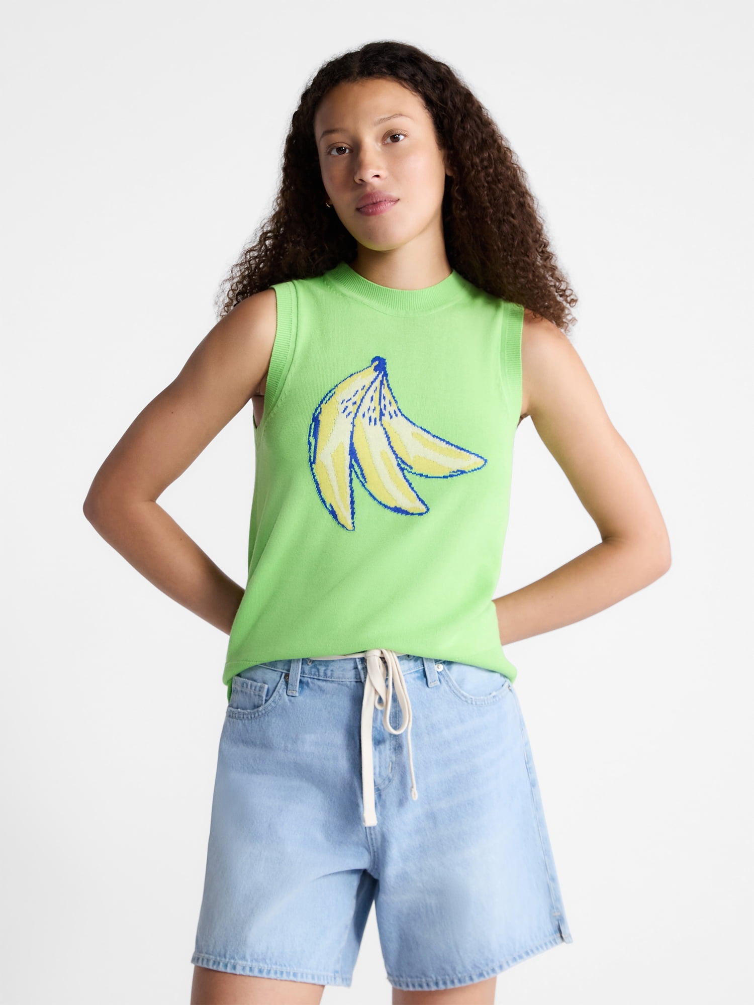 Free Assembly Women's and Women's Plus Graphic Sweater Shell, Sizes XS-4X