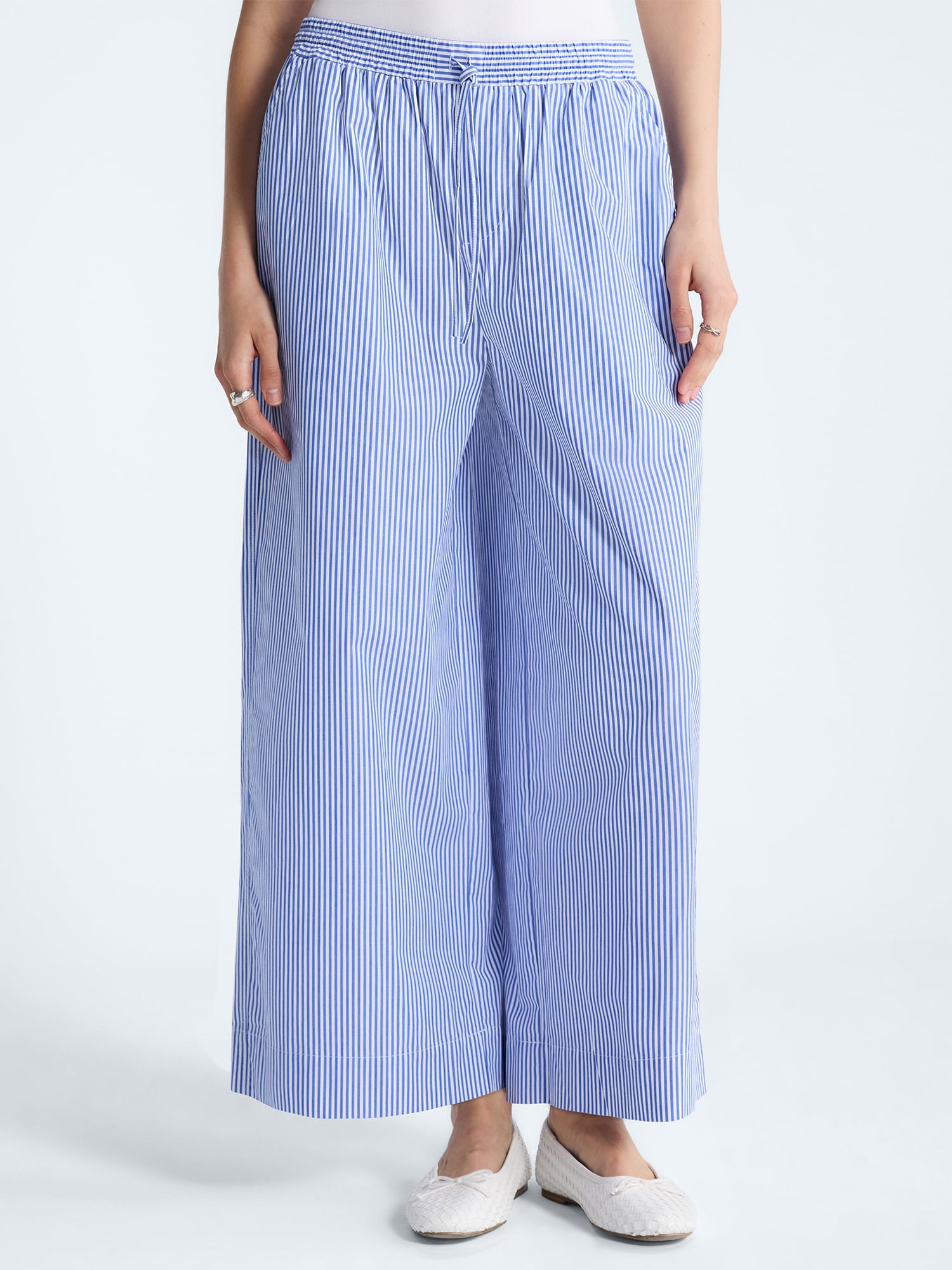 Free Assembly Women's and Women's Plus Cotton Poplin Cropped Wide Leg Pants, 26" Inseam, Sizes XS-4X