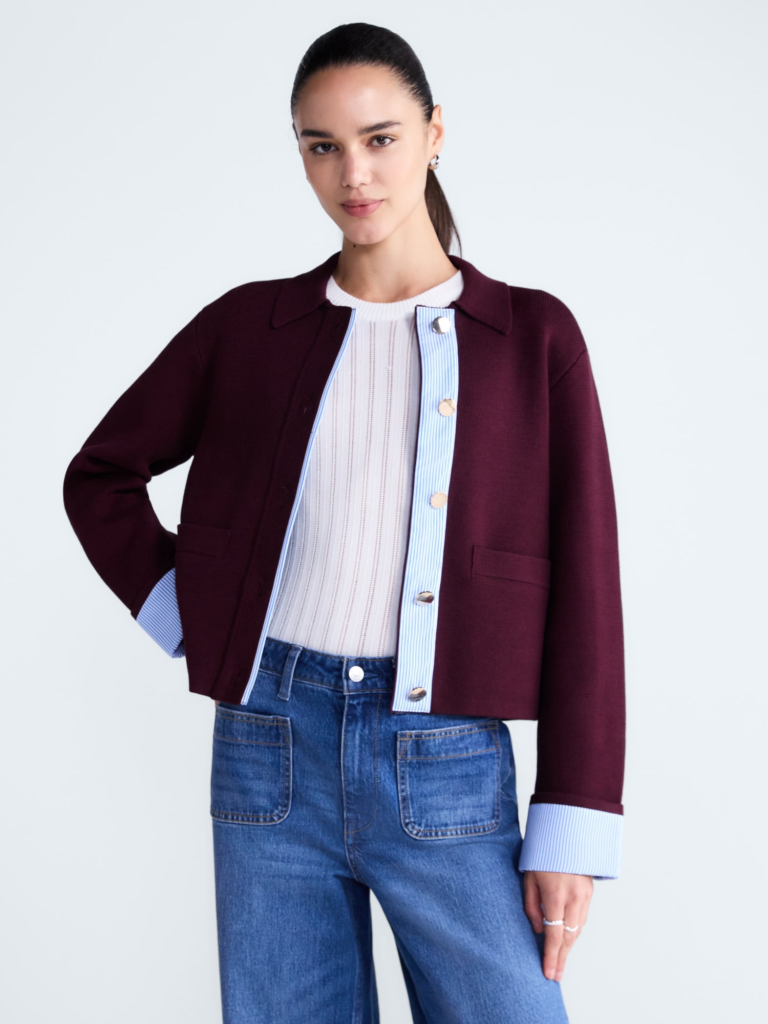 Free Assembly Women's and Women's Plus Cropped Sweater Jacket, Sizes XS-4X