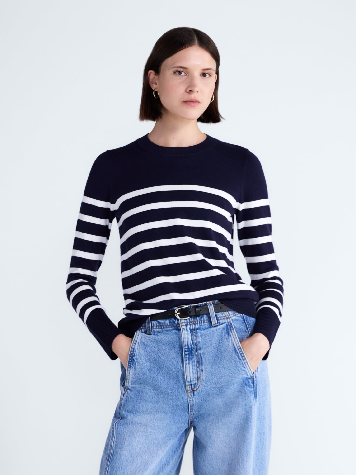 Free Assembly Women's and Women's Plus Cozy Yarn Crewneck Sweater, Midweight, Sizes XS-4X