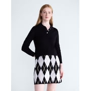 Free Assembly Women's and Women's Plus Polo Sweater with Long Sleeves, Lightweight, Sizes XS-4X