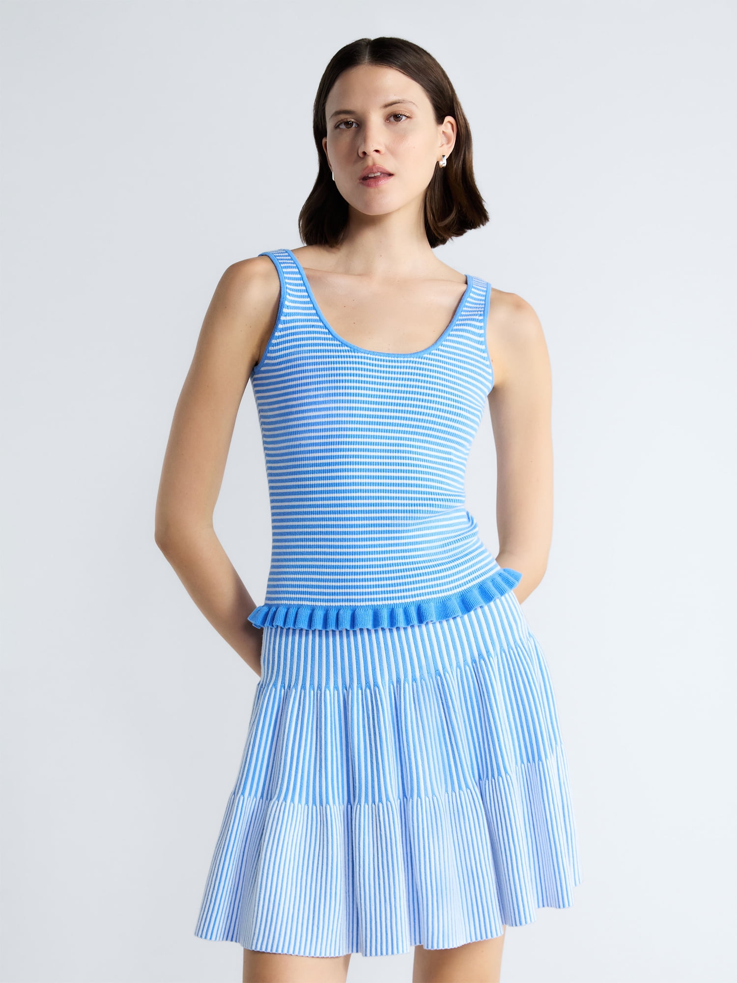 Free Assembly Women's and Women's Plus Ruffle Hem Knit Tank Top, Sizes XS-4X