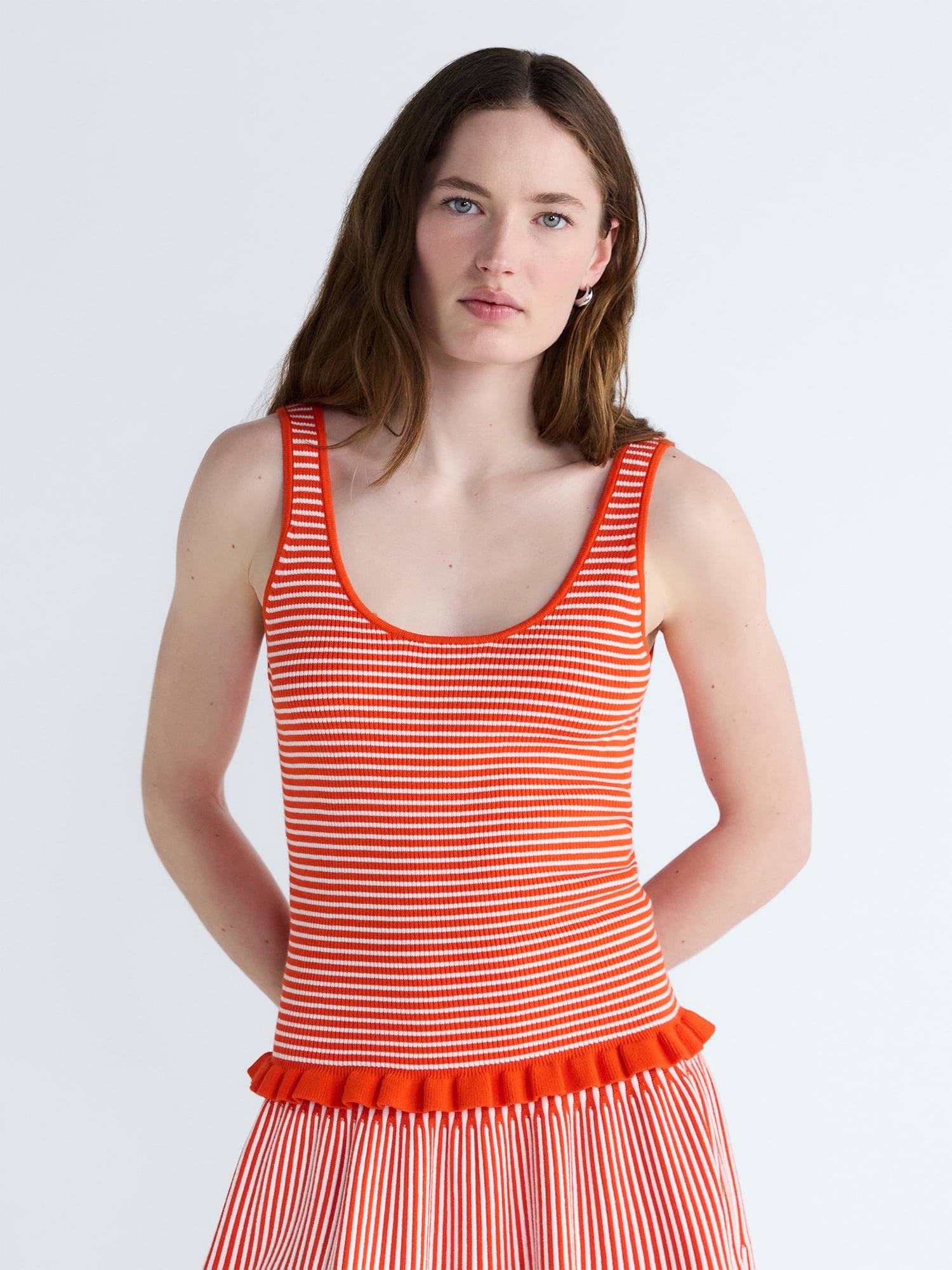 Free Assembly Women's and Women's Plus Ruffle Hem Knit Tank Top, Sizes XS-4X
