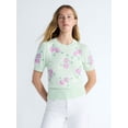 thumbnail image 1 of Free Assembly Women's and Women's Plus Beaded Floral Sweater with Puff Sleeves, Lightweight, Sizes XS-4X, 1 of 2