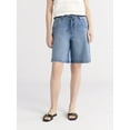 thumbnail image 1 of Free Assembly Women's and Women's Plus Bermuda Shorts with Belt, 9" Inseam, Sizes 0-28, 1 of 4