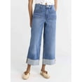 thumbnail image 1 of Free Assembly Women’s High Rise Cuffed Jeans with Patch Pockets, 30" Inseam, Sizes 0-28, 1 of 4