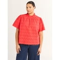 thumbnail image 2 of Ella Moss Women's Eyelet Ruffle Sleeve Keyhole Blouse – New With Tags 2 of 5